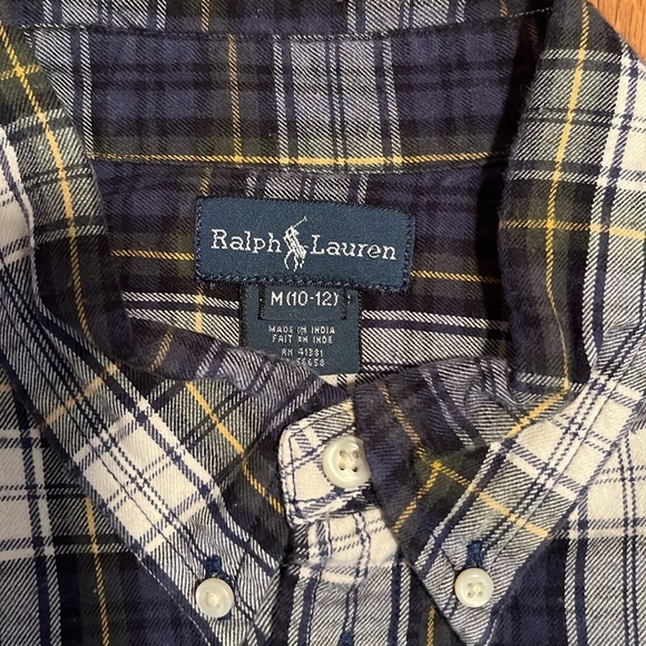 Ralph Lauren blue & black plaid boys button down - Picture 5 of 6